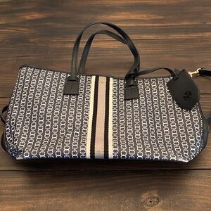 Tory Burch Navy and Black Patterned Tote